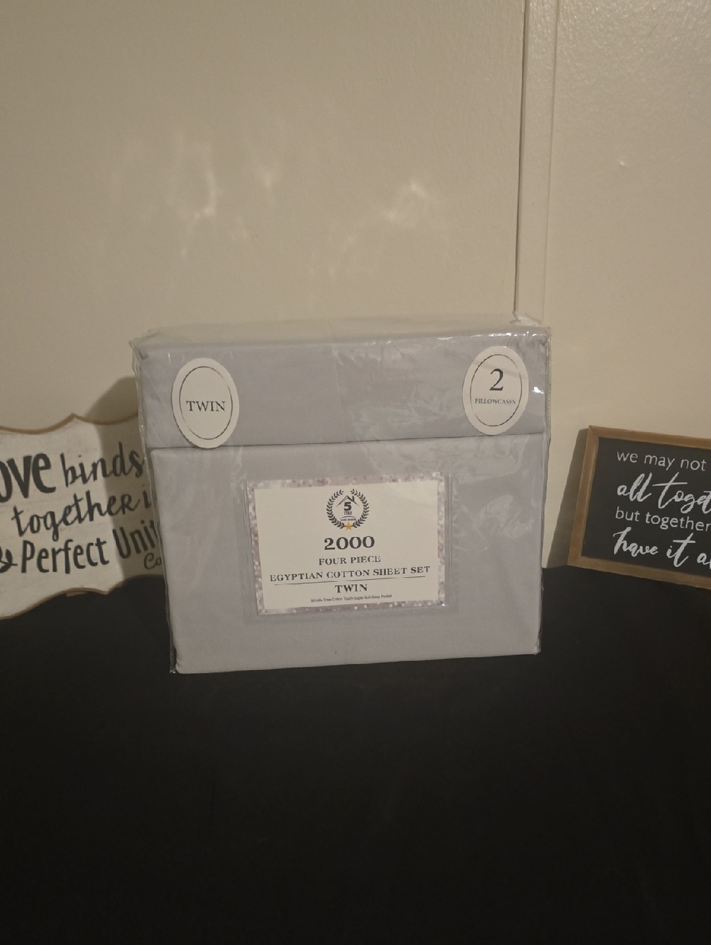 2000 Thread Count Egyptian Cotton Twin Sheet Set - Light Gray